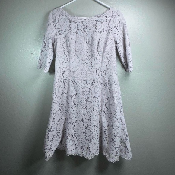 Eliza J Dresses & Skirts - Eliza J Gray Lace Fit & Flare Dress – Elegant Cocktail / Occasion